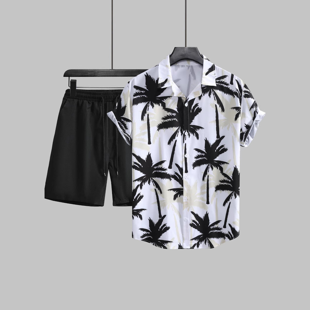 Palm Paradise Co-Ord Set — Men's Tropical Print Shirt & Shorts