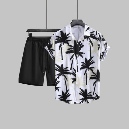 Palm Paradise Co-Ord Set — Men's Tropical Print Shirt & Shorts